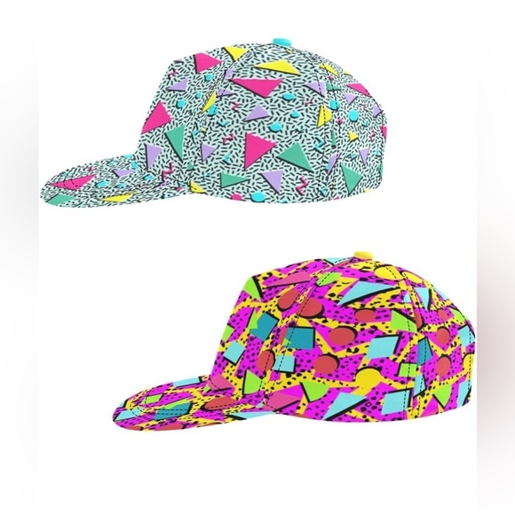 Women’s Neon Multicolored 80s 90s Hats - Picture 2 of 6